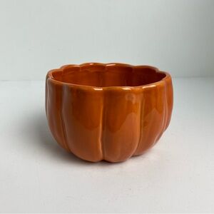 Pottery Barn Pumpkin Shaped Snack Bowl Orange